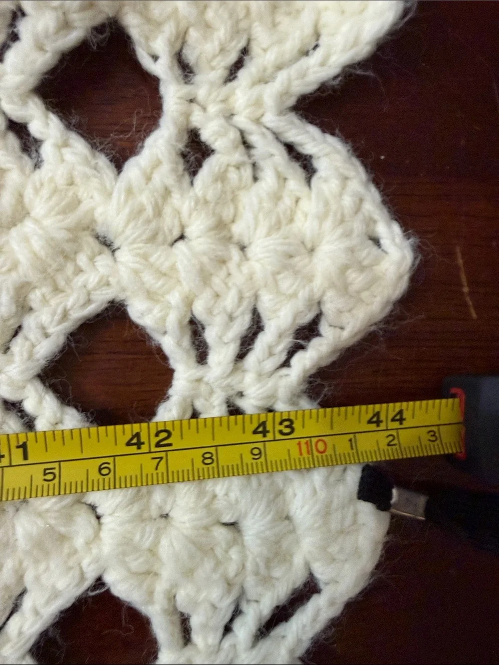 Hand-Crocheted Ivory Openwork Throw Blanket